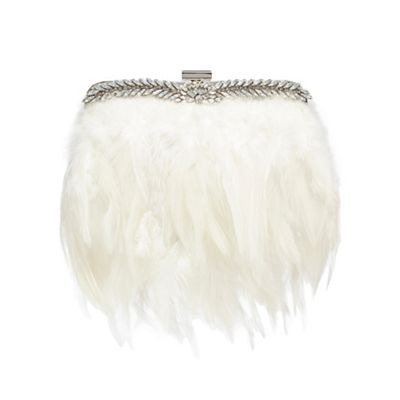 Ivory feather clutch bag